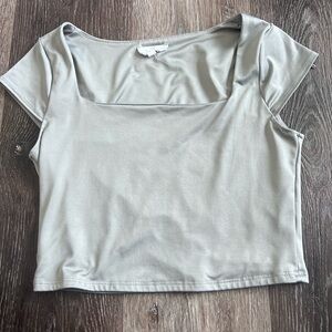 T.J.Maxx Light Gray Square Neck Crop Top